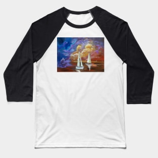 Boat Sunset Baseball T-Shirt